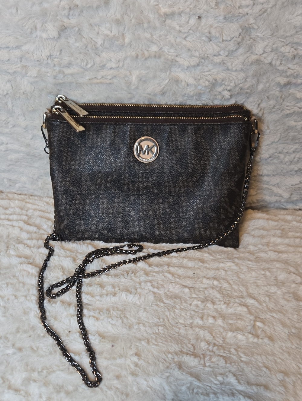 Michael Kors Dark Brown/Black Logo Crossbody Bag